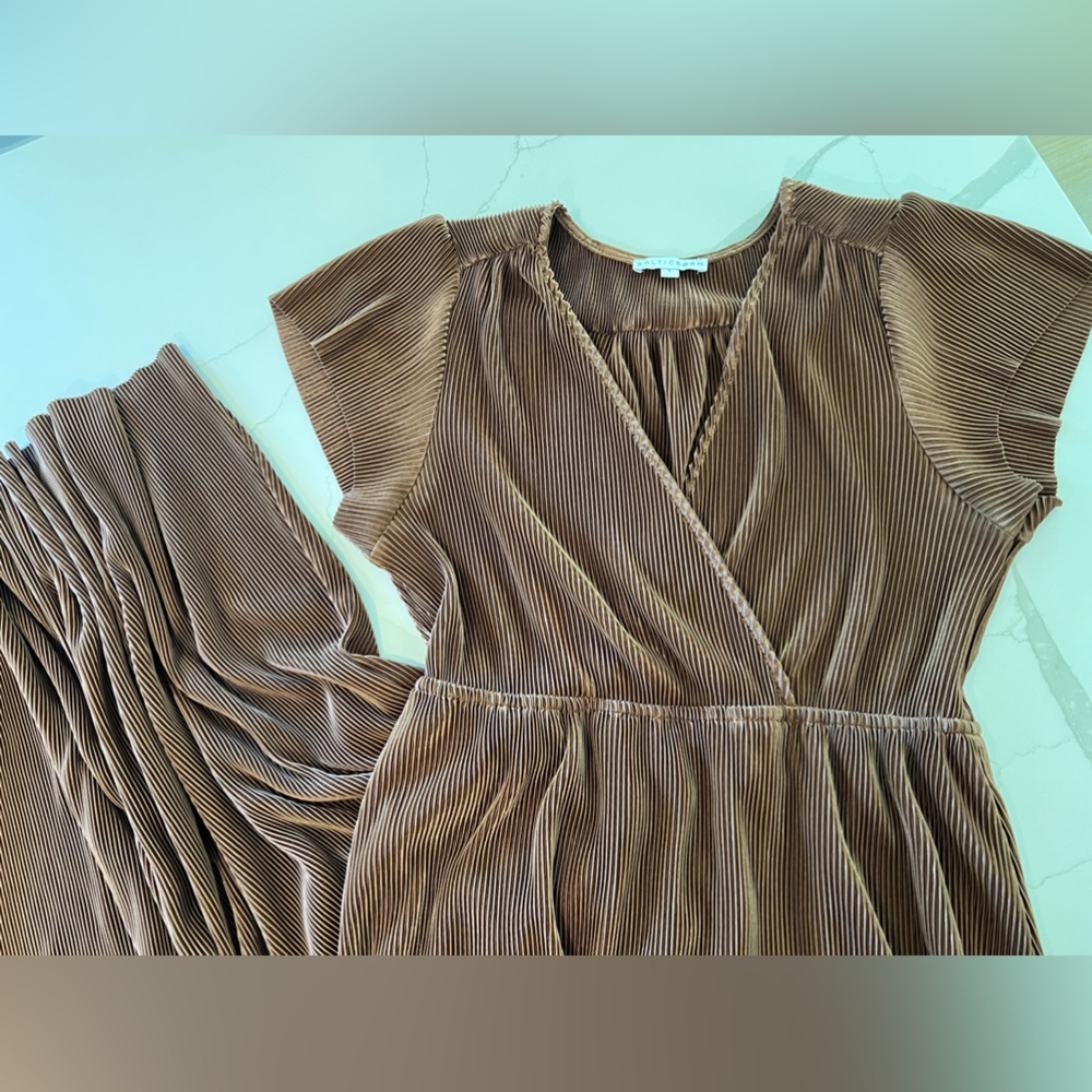 Baltic Born Athena Pleated Maxi Dress Brown Bronze